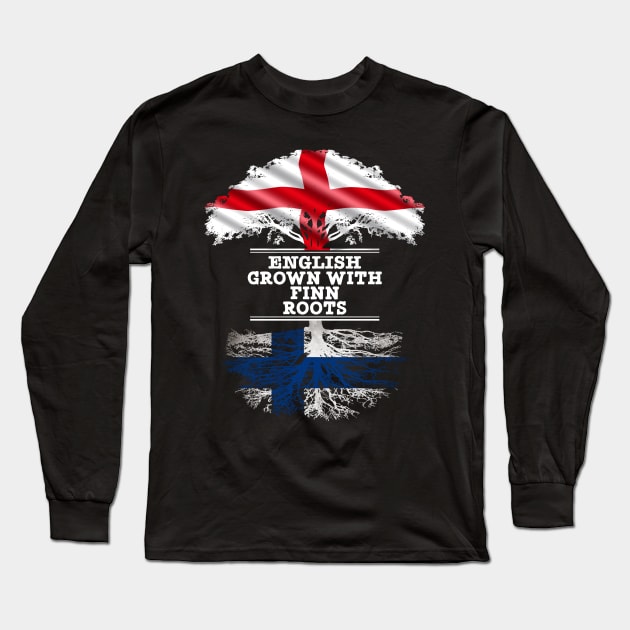 English Grown With Finn Roots - Gift for Finn With Roots From Finland Long Sleeve T-Shirt by Country Flags